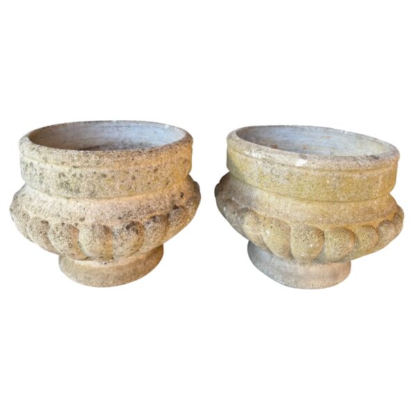 Pair of Beaded Concrete Planters, France, 1950's